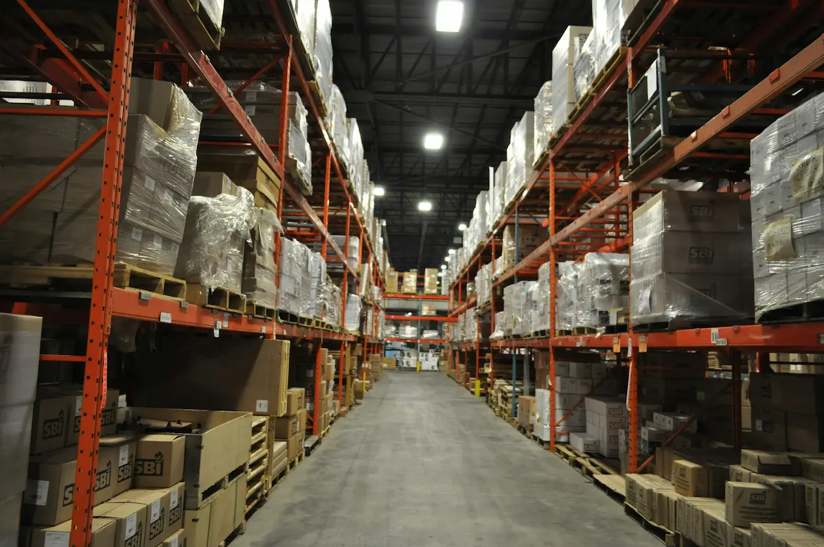 Palletised goods on warehouse racking